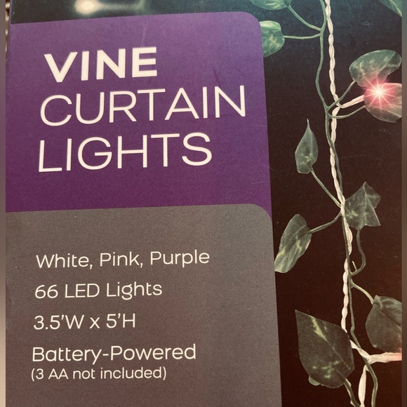Vine Curtain Lights 66 White, Pink & Purple, 6 Strands of LED Lights. - Picture 2 of 9